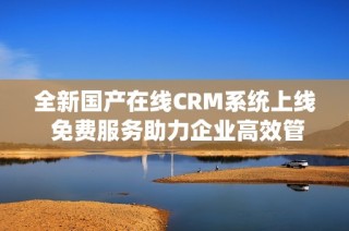 全新国产在线CRM系统上线 免费服务助力企业高效管理客户资源