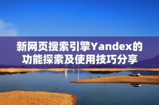 新网页搜索引擎Yandex的功能探索及使用技巧分享