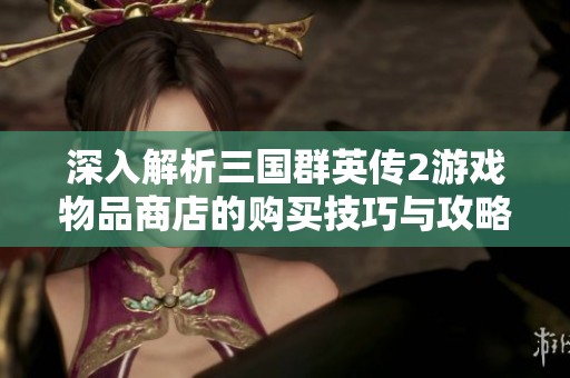 深入解析三国群英传2游戏物品商店的购买技巧与攻略建议