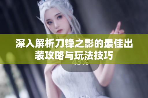深入解析刀锋之影的最佳出装攻略与玩法技巧