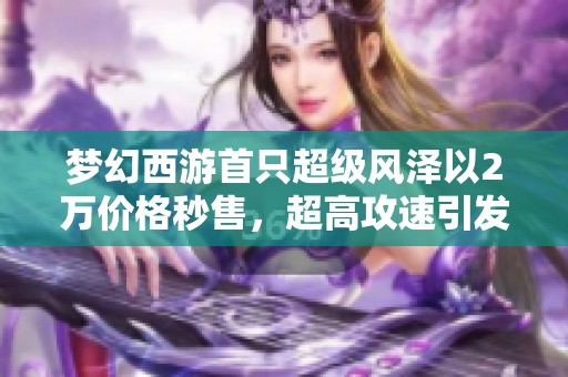 梦幻西游首只超级风泽以2万价格秒售，超高攻速引发热潮